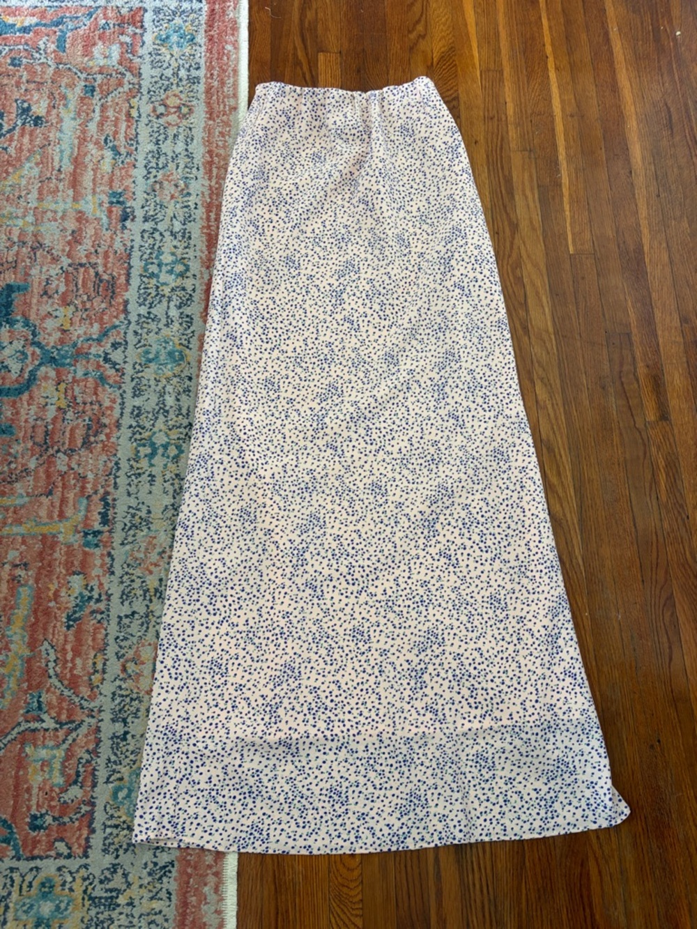 Glamorous Maxi Skirt with Blue Ditsy Print